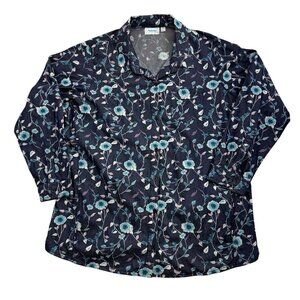 National Shirt Jacket Floral Embroidered Pockets Cotton Cottagecore Womens 2X